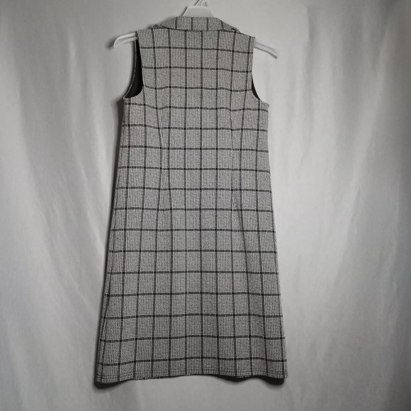 Joseph Ribkoff Women's Black/White Check Sleeveless V-Neck Shift Dress Size 8 - Picture 2 of 7